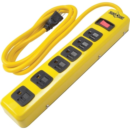 Yellow Jacket Power Strip, 6 Outlet(s) 6 ft., Yellow 5139N